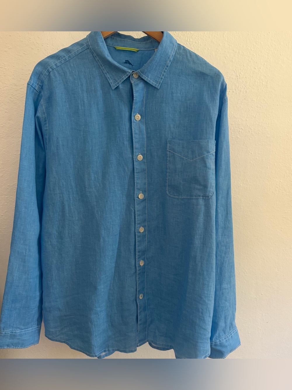 Tommy Bahama Blue Linen Long Sleeve Button Down Shirt Men’s XL Tall XLT